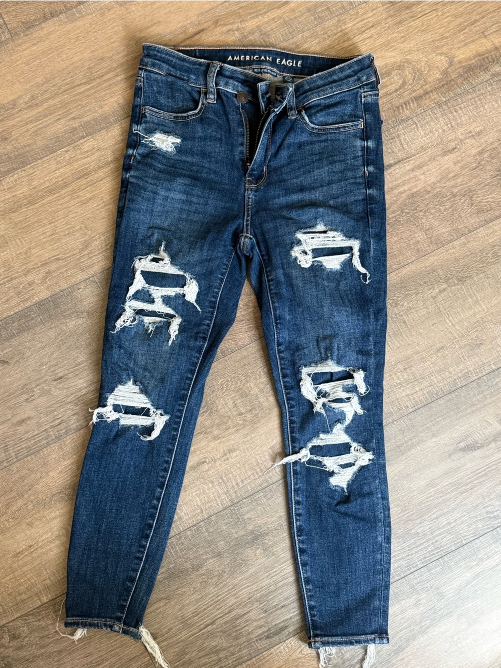 American Eagle Outfitters Dark Blue Distressed Jeggings